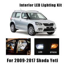 Kit de lâmpadas led para interior de carro, conjunto de lâmpadas brancas sem erro para luz automotiva, para skoda yeti suv luz do mapa da porta, lâmpada da placa de licença, 2009 a 2017 2024 - compre barato