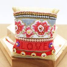 ZHONGVI Adjustable MIYUKI Cuff Bracelet 3D Flower Bracelets Letter Jewelry Women Handmade Loom Beads Bohemian Fashion Summer 2024 - buy cheap