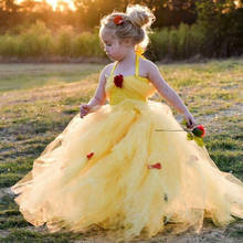 Fancy Girl Princess Dresses Beauty  Yellow Cosplay Costume Snow Christmas Halloween Princess Dress Up Children Party Clothes 2024 - buy cheap