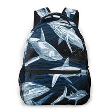 2021 mochilas de viagem mão desenhada subaquática mar tubarão menina mochila para mulheres grande capacidade mochila escolar para adolescentes 2024 - compre barato