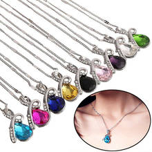 Drop Shape Pendant Necklace Female Elegant Wedding Party Jewelry Gift Silver Color Chain Crystal Rhinestone Inlayed Necklaces 2024 - buy cheap