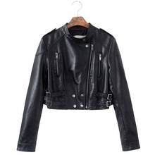 Motorcycle Leather Jacket Women Coats New 2022 Women's Leather Clothing Short Slim Spring And Autumn Women's Jackets Black 2024 - buy cheap