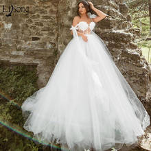 Vestidos De Novia Princess Puffy Tulle Wedding Dresses 2020 See Thru 3D Flower Bridal Ball Gowns Romantic Wedding Gowns 2024 - buy cheap