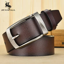 JIFANPAUL-Cinturón de piel auténtica para hombre, cinturón de lujo con hebilla de aleación de pin, vintage, juvenil, de alta calidad 2024 - compra barato