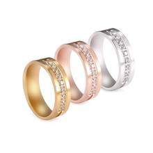 Skyrim прозрачный Циркон пара колец для женщин нержавеющая сталь Розовое золото Цвет обручальное кольцо юбилей аксессуары для пальцев 2024 - купить недорого