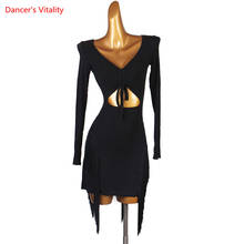 Latin Dance Dress V-Neck Tassel Skirt Practice Clothes Profession Custom Female Adult Child Elegant Performance Clothing 2024 - buy cheap