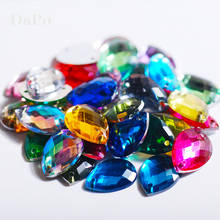 100 piezas 10x14mm tamaño Teardrop formas acrílico claro coser diamantes de imitación Flatback coloridos diamantes de imitación para boda 2024 - compra barato