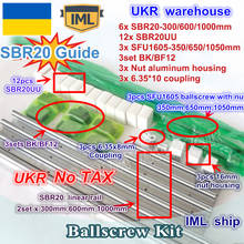 Ukr navio 3 conjuntos ballscrew SFU1605-350/650/1050mm + 3 conjunto bk/bf12 + 3 conjuntos sbr20 trilhos lineares kit + 3 acopladores para fresagem cnc roteador 2024 - compre barato