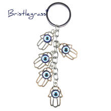 BRISTLEGRASS Turkish Blue Evil Eye Hamsa Hand Key Chain Ring Holder Keychain Amulet Pendant Lucky Charm Blessing Protection Gift 2024 - buy cheap