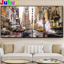 5d diy pintura de diamante abstrato nova york rua diamante mosaico de ponto de cruz redondo decoração de casa diamante 2024 - compre barato