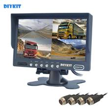 DIYKIT 4PIN DC12V-24V 7" 4 Split Quad LCD Screen Display Color Rear View Car Monitor for Car Truck Bus Reversing Camera 2024 - buy cheap