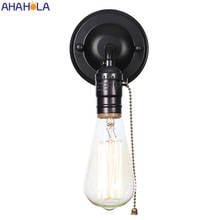 Lámpara de pared Industrial Vintage con interruptor, candelabro E27, para Loft, dormitorio, baño, luces de espejo, color negro y plateado 2024 - compra barato