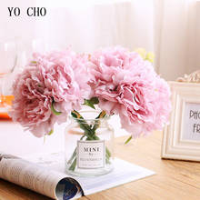 YO CHO Silk Peony Artificial Flower Single Branch Fake Peony Flowers Pink Home Wedding Decoration Table Decor Flower Arrangement 2024 - buy cheap