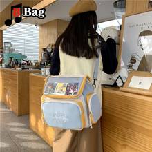 Mochila versión coreana para mujer, bolso de lona transparente a la moda para estudiantes, bandolera de gran capacidad, bolsa ita 2024 - compra barato