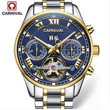 Carnival tourbillon design automatic mechanical brand men's watches fashion army waterproof luminous watch luxury full steel 2024 - buy cheap