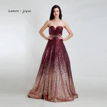 Lemon joyce-Vestidos de Noche formales largos para mujer, vestido Sexy sin tirantes con lentejuelas, de corte en A, de fiesta de graduación, talla grande, 2020 2024 - compra barato