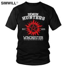 Bros Demon Hunters T-Shirt Men's Soft Cotton Supernatural Winchester Brothers T Shirt Short Sleeved Round Neck Leisure Tees Gift 2024 - buy cheap