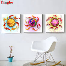 3pcs/set 5D DIY Diamond painting Rose Nine Koi Fish Living Room/Dining Decor Diamond Embroidery Cross Stitch mosaic kit 2024 - buy cheap