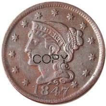 US 1847 Braided Hair Large / One Cent 100% Copper Copy Coins 2024 - buy cheap