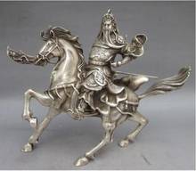 Collectable Tibet Silver Warrior God Guan Yu Statue 2024 - buy cheap