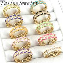 8Pcs Fashion enamel cz micro pave ring Gold color ring colorful women/men ring jewelry 2024 - buy cheap