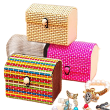 Caixa de madeira de bambu para armazenamento de joias, colar, brincos, suporte para joias, caixa de presente em 11 cores 2024 - compre barato