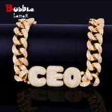 Bubble Letter Custom Name Necklace for Men Choker Cuban Link Personalized Pendants Real Gold Plated Hip Hop Rock Street Jewelry 2024 - buy cheap
