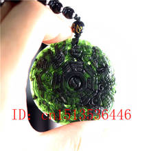 Pingente com pingente de jade dragão fênix, pingente natural preto, verde, talismã de joias da moda, presentes amuletos 2024 - compre barato