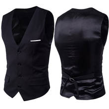 Black Suit Vest Waistcoat Men 2020 Brand New Slim Fit V Neck Dress Vests Mens Formal Business Wedding Tuxedo Chaleco Hombre 6XL 2024 - buy cheap