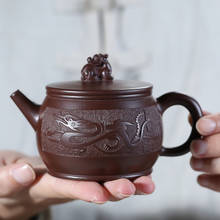 Handmade carved dragon yixing teapot famous master purple clay pot zhu mud teaware 2024 - buy cheap