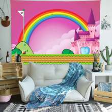 Simsant-tapiz de pared con dibujos animados de arcoíris, arte de césped verde, tapices colgantes de pared para sala de estar, decoración del hogar, pancarta 2024 - compra barato