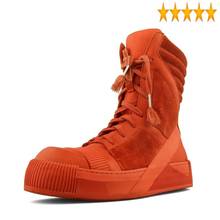 Botas masculinas do vintage alto casal casual tênis sapatos de couro genuíno design de qualidade moda rendas até calçados masculinos outono 2024 - compre barato