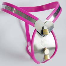 Pink Silicone Belt Stainless Steel Male Chastity Belt Pants With Cock Cage Penis Chastity Device Sex Toys For Men Cbt BDSM Lock 2024 - buy cheap