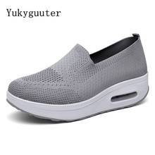 Woman Sneakers Running Shoes Girls Flat Outdoor Breathable Knit Upper Socks Lightweight Athletic Chunky Air Cushion Platform 2024 - buy cheap