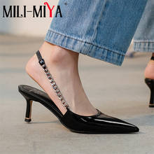 MILI-MIYA New Arrival Sexy Women Cow Leather Pumps Sling Back Pointed Toe Thin Heels Slip On Dress Party Shoes Plus Size 34-41 2024 - buy cheap