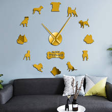 Pitbull-Reloj de pared silencioso 3D con corte láser, pegatinas acrílicas para sala de estar, regalos para amantes de los Pitbull, perro, cachorro, animales 2024 - compra barato