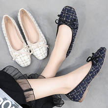 Zapatos de bailarina con punta cuadrada para mujer, alpargatas de lujo, zapatos planos de marca clásica a cuadros, mocasines con lazo 2024 - compra barato