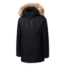 Men's winter coat jacket down jacket thick hooded black and white business warm coat jacket 2024 - buy cheap