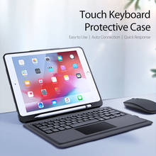Capa protetora sem fio com teclado sensível ao toque para apple ipad, air 2, air2, a1566, a1567, modo de repouso e despertar automático 2024 - compre barato