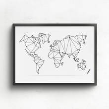 Абстрактная карта мира, холст, Художественная печать, настенные плакаты, Геометрическая низкая поли карта мира, Картина на холсте, украшение для дома 2024 - купить недорого