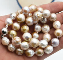 Барокко блеск 10-12 мм натуральный южный морской жемчуг ожерелье 18 "магнитная пряжка 2024 - купить недорого