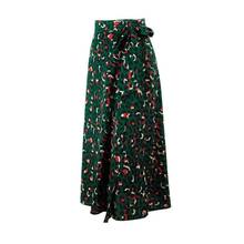 80% Hot Sale Summer Beach Vintage Leopard Print Bow Tie Split Women High Waist Midi Skirt 2024 - buy cheap