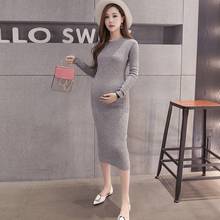 Autumn Winter Maternity Clothes Sweater Knitted Dresses Slim Elastic Turtleneck Long Sleeve Sexy Lady Robe Pregnancy Dresses 2024 - buy cheap