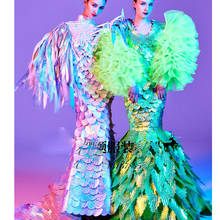 Technology Ocean theme Catwalk Model Mermaid princess cosplay costume luxurious evening stage dress party show clothing 2024 - buy cheap