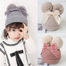 Blotona-Gorro con pompón de doble piel para bebé, niño y niña, gorro de punto cálido para invierno, Bobble 2024 - compra barato