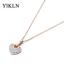 YiKLN трендовое ожерелье из титановой стали, белая/черная глина, стразы, сердце, очаровательное ожерелье, милая подвеска, цепочка, ожерелье для женщин YN19112 2024 - купить недорого