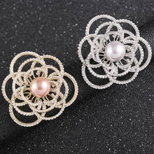 2021 New Luxury Beautiful Crystal Imitation Pearl Flower Brooches Pins Women Costume Jewelry Broach Wedding Pin Broche femme 2024 - buy cheap