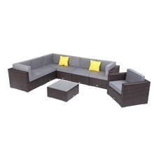 US Warehouse 8 Pieces Patio PE Wicker Rattan Corner Sofa Set Outdoor Furniture Set  for the Outdoors and Garden 2023 - buy cheap