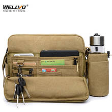 Men Canvas Satchels Crossbody Bag Multi-pocket Shoulder Bags Business Casual High Quality Brown Retro Messenger Handbag XA544ZC 2024 - buy cheap