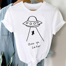 T-shirts Women Cartoon Alien UFO Funny Fashion Casual 90s Cute Clothes Graphic T Tshirt Top Lady Print Female Tee T-Shirt 2024 - buy cheap